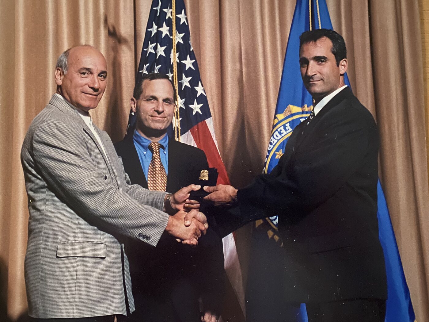 Donnie receiving his FBI credentials